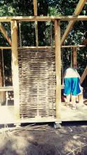 The mullberry wicker walls are a traditional base for cobbing